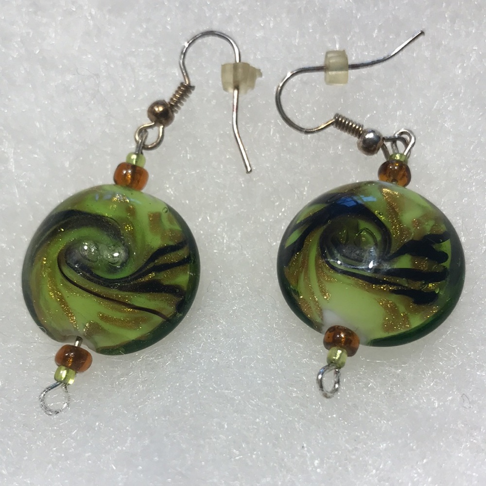 Pretty Murano Style Glass Bead Earrings